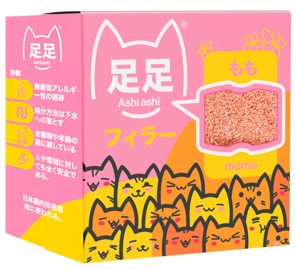 Изображение Наполнитель комкующийся Аши Аши момо японский персик ОзПетПро к/у, 2,2 КГ