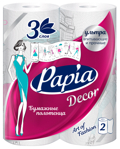 Изображение Полотенце бумажное 3х сл Папия декор 83 листа Хаят Маркетинг м/у, 2 шт