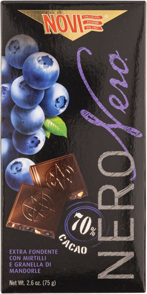 Изображение Шоколад горький 70% Нови неро голубика миндаль Эла Дюфур кор, 75 г