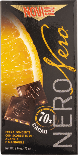 Изображение Шоколад горький 70% Нови неро апельсин миндаль Эла Дюфур кор, 75 г