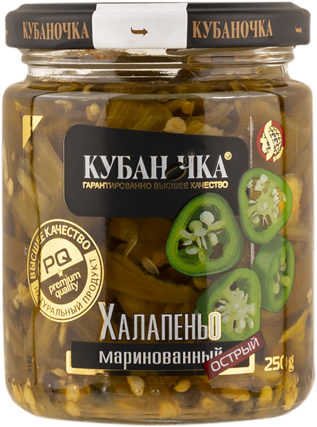 Изображение Перец маринованный Кубаночка халапеньо зеленый Гранд Стар с/б, 250 г