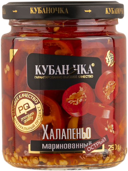 Изображение Перец маринованный Кубаночка халапеньо красный Гранд Стар с/б, 250 г