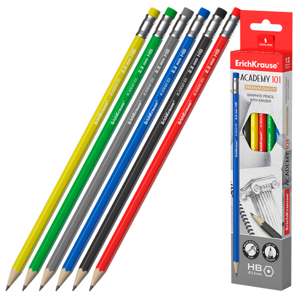 Изображение Карандаш чернографит с ластиком Эрих Краузе академия 101нв шестигранн Эрих Краузе , 1 шт