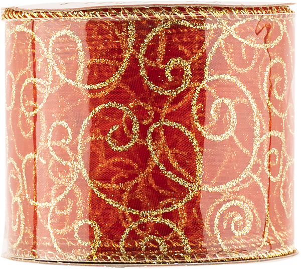 Изображение Лента 2,7м красная Игл Гифтс с блестящим узором Игл Гифтс п/у, 1 шт