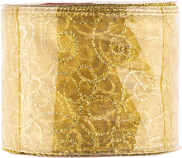 Изображение Лента 2,7м золотая Игл Гифтс с блестящим узором Игл Гифтс п/у, 1 шт