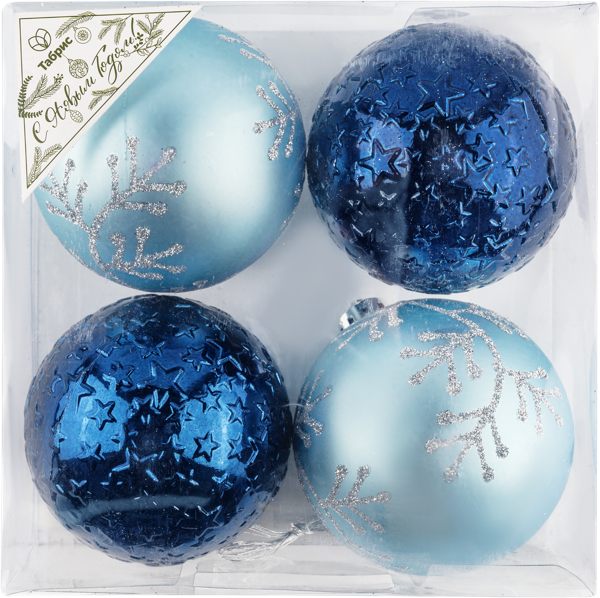 Изображение Шар 8см пластик Игл Гифтс голубой синий с блестками Игл Гифтс п/у, 4 шт