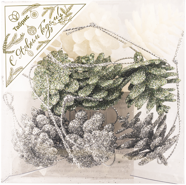 Изображение Елочное украшение 4,5см Игл Гифтс шишка цветная с блестками Игл Гифтс к/у, 9 шт