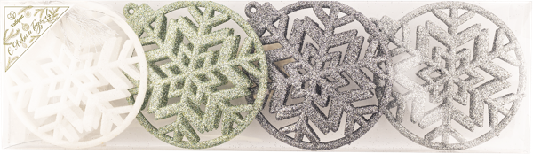 Изображение Елочное украшение 12см Игл Гифтс снежинка объемная цветная Игл Гифтс п/у, 4 шт