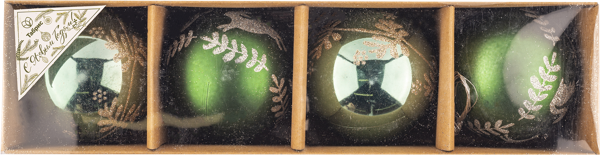 Изображение Шар 8см пластик Игл Гифтс оливковый с орнаментом Игл Гифтс п/у, 4 шт