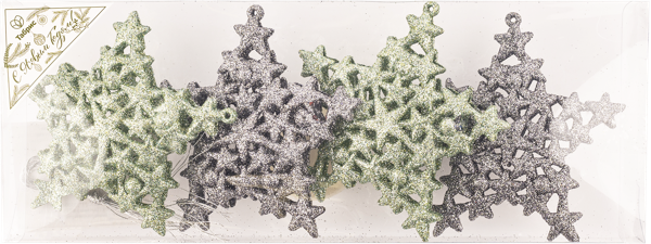 Изображение Елочное украшение 11см Игл Гифтс снежинка цветная блестяща Игл Гифтс п/у, 6 шт