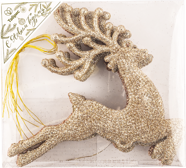 Изображение Елочное украшение 12см Игл Гифтс золотой олень с блестками Игл Гифтс п/у, 4 шт