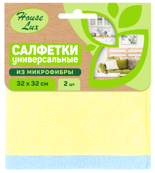 Изображение Салфетка 32см универсальная Хаус Люкс микрофибра Авангард к/у, 2 шт