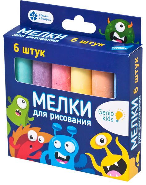Изображение Мелки для рисования Дженио кидс цветные толстые Дженио Кидс к/у, 6 шт