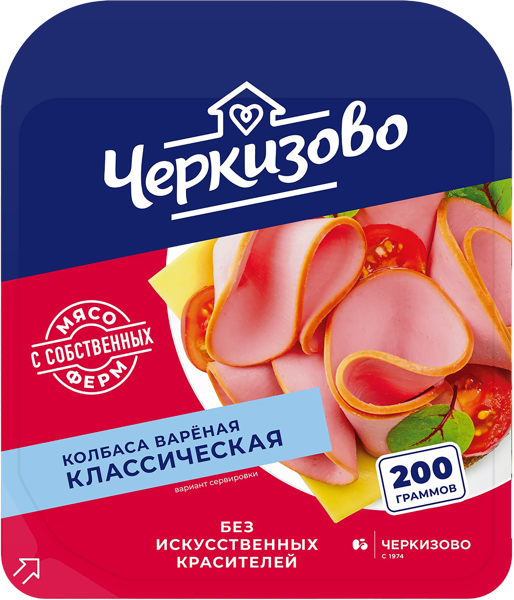 Изображение Колбаса вареная Черкизово классическая ООО Пит-Продукт нарезка м/у, 200 г