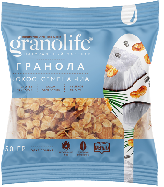 Изображение Гранола Гранолайф кокос семена чиа Гранолайф м/у, 50 г