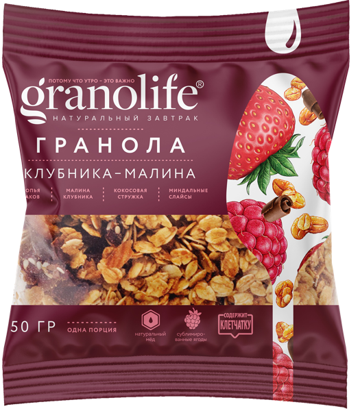 Изображение Гранола Гранолайф клубника малина Гранолайф м/у, 50 г