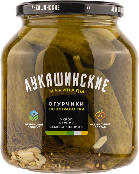 Изображение Огурцы маринованные Лукашинские по астрахански Саблина ИП с/б, 670 г