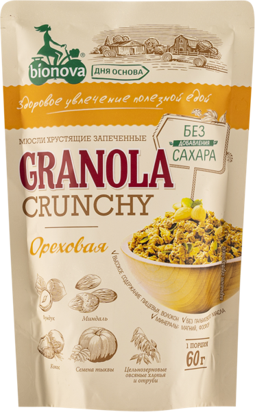 Изображение Мюсли Бионова кранчи ореховые Новапродукт АГ м/у, 60 г