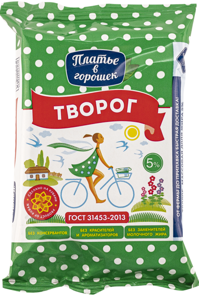 Изображение Творог 5% Платье в горошек Новокубанский МК м/у, 180 г