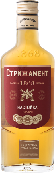 Изображение Настойка Горькая 40% Стрижамент Стрижамент с/б, 0,25 л