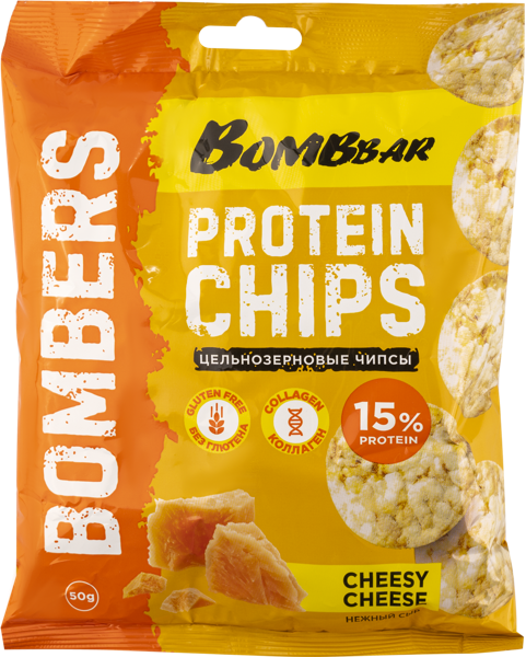 Изображение Чипсы из риса кукурузы Бомббар протеин сыр Фитнес Фуд м/у, 50 г