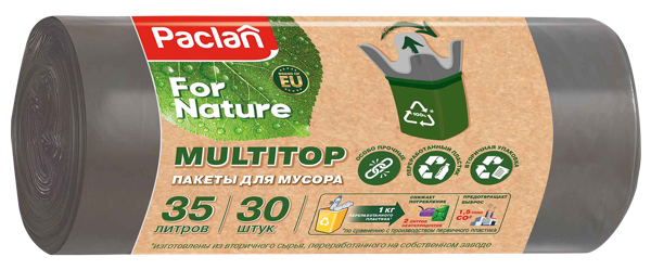 Изображение Мешки для мусора 35л Паклан фо нэйче мультитоп СеДо сп м/у, 30 шт