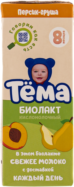 Изображение Биолакт 3,0% с 8 месяцев Тема персик груша Эйч энд Эн т/п, 206 мл