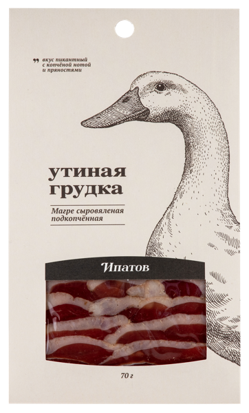 Изображение Мясо утки сыровяленое нарезка Ипатов грудка Магре Мясные Деликатесы карт/уп, 70 г