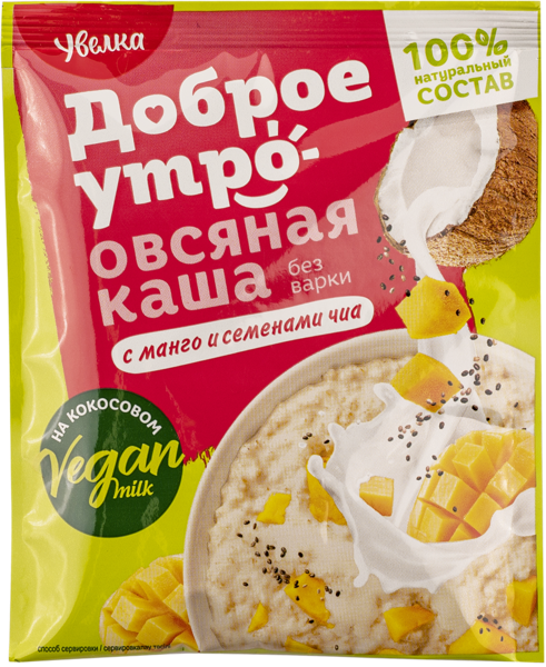 Изображение Каша овсяная на кокос молоке Увелка манго чиа Ресурс м/у, 40 г