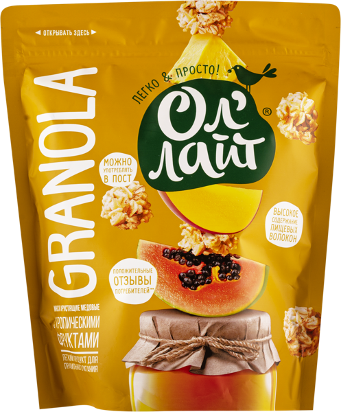 Изображение Мюсли Ол Лайт тропические фрукты НоваПродукт м/у, 280 г