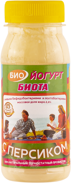 Изображение Биойогурт 2,8% питьевой Биота персик Кубаньтехносервис п/б, 150 г