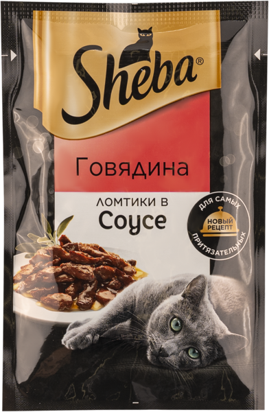 Изображение Корм для кошек Шеба говядина ломтики в соусе Марс м/у, 75 г