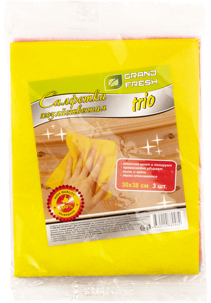 Изображение Салфетка 30см для уборки Гранд Фреш вискоза НЭП м/у, 1 шт
