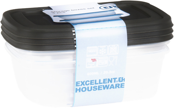 Изображение Контейнер 600мл пластик Купман прямоугольный с крышкой Купман Интернэшнл , 3 шт