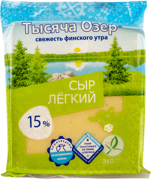 Изображение Сыр 15% полутвердый Тысяча озер легкий Невские сыры м/у, 200 г
