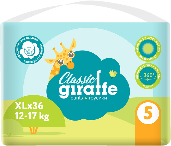 Изображение Трусики XL 12-17кг Ловулар джираффе классик Ловулар ЛТД м/у, 36 шт