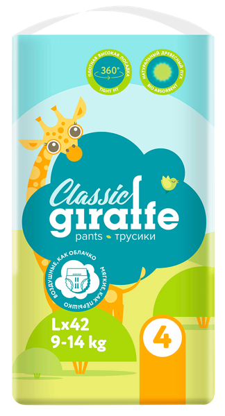 Изображение Трусики L 9-14кг Ловулар джираффе классик Ловулар ЛТД м/у, 42 шт