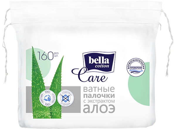Изображение Ватные палочки Белла алоэ 100% хлопок АО ТЗМО С.А. м/у, 160 шт