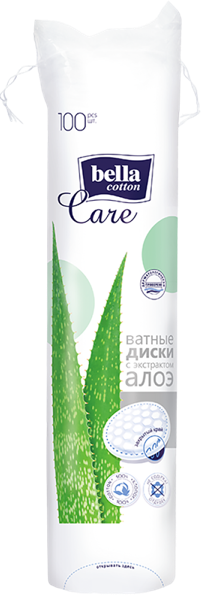 Изображение Ватные диски круглые Белла коттон алоэ 100% хлопок АО ТЗМО С.А. м/у, 100 шт