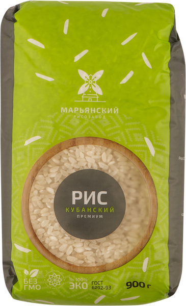 Изображение Рис круглозерный Марьянский рисозавод кубанский премиум Агрохим м/у, 900 г