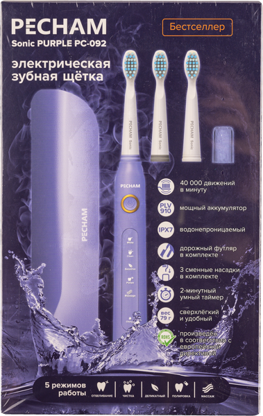 Изображение Зубная щетка электрическая Пичам соник блэк Веллнес Групп к/у, 1 шт