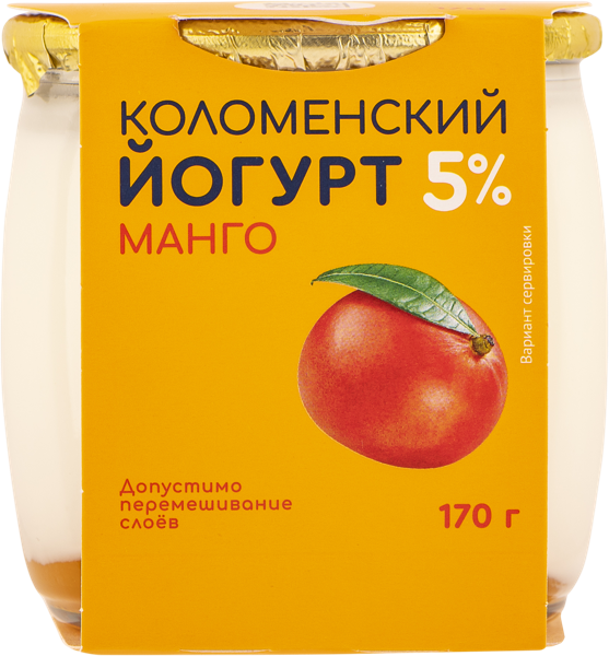 Изображение Йогурт 5% Коломенское манго Коломенское с/б, 170 г