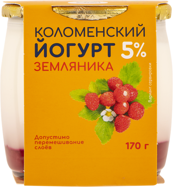 Изображение Йогурт 5% Коломенское земляника Коломенское с/б, 170 г