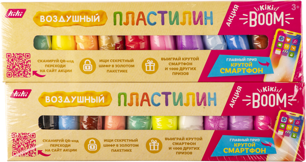 Изображение Пластилин цветной воздушный Кики Фабрика Упаковки к/у, 24 шт