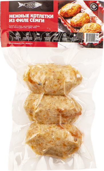 Изображение Рыбная продукция замороженная Овчинников котлеты из филе семги ИП Овчинников в/у, 210 г