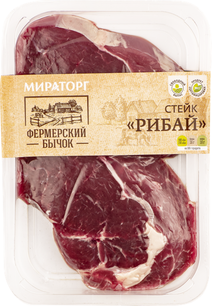Изображение Мясо охлаждённое Стейк Рибай из фермерского бычка Брянская МК в/у, 500 г