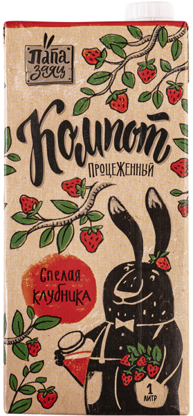 Изображение Компот негаз Папа Заяц клубника Кубснаб т/п, 1 л