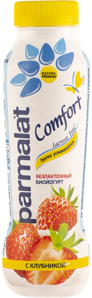 Изображение Биойогурт 1,5% без лактозы Пармалат клубника Белгородский МК п/б, 290 мл