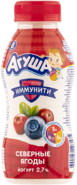 Изображение Йогурт 2,7% с 8 месяцев Агуша северные ягоды ВБД п/б, 180 мл