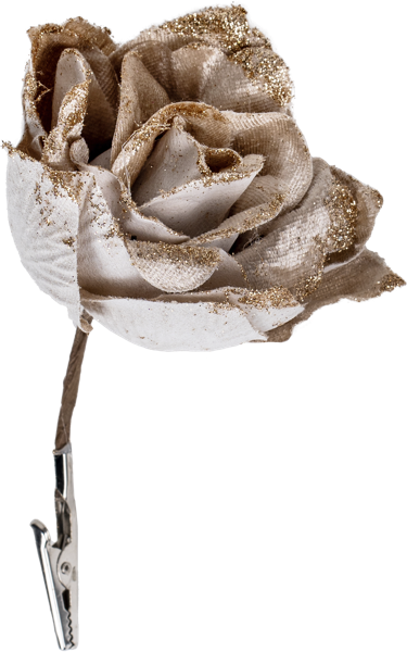 Изображение Цветок 11см на зажиме Купман роза шампань с блестками Купман Интернэшнл , 1 шт